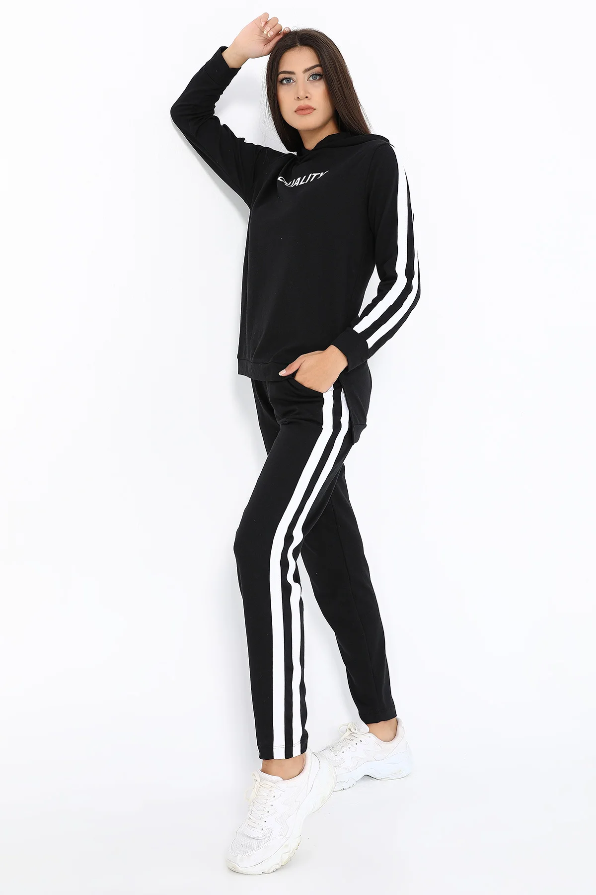 

brown top Hooded Striped Tracksuit Set jumpsuit women jumpsuit bodysuit bodysuit women women clothing undefined