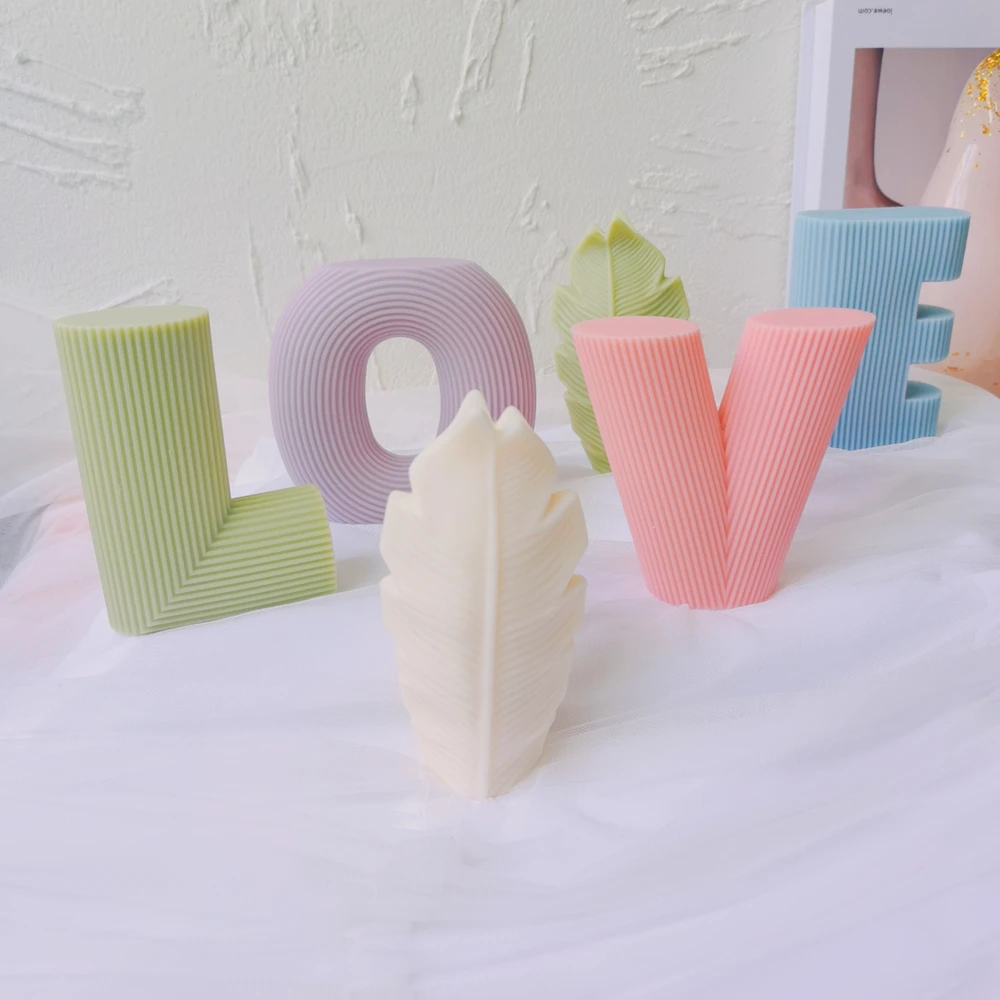 Molde de silicona para decoraci&oacute;n del hogar, moldes de letras acanaladas para velas de amor, Molde de resina curvado est&eacute;tico para decoraci&oacute;n del hogar-1