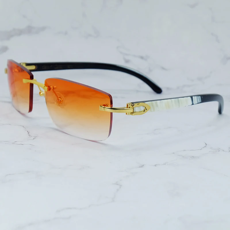نظارات شمسية مربعة فاخرة حقيقية بوفالو القرن رجالي العلامة التجارية مصمم مكبرة خمر بدون شفة كارتر هواة النساء نظارات شمسية