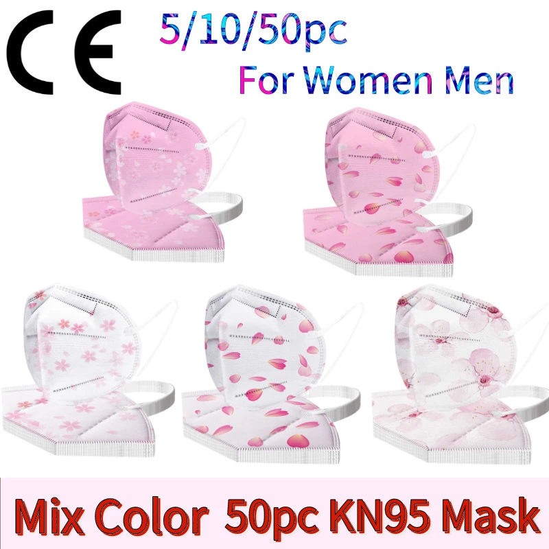 50pc kn95 mix color mask for women men fpp2 mascarilla españa ffp2 homologada ffp2mask ce mondkapjes masques | Безопасность и