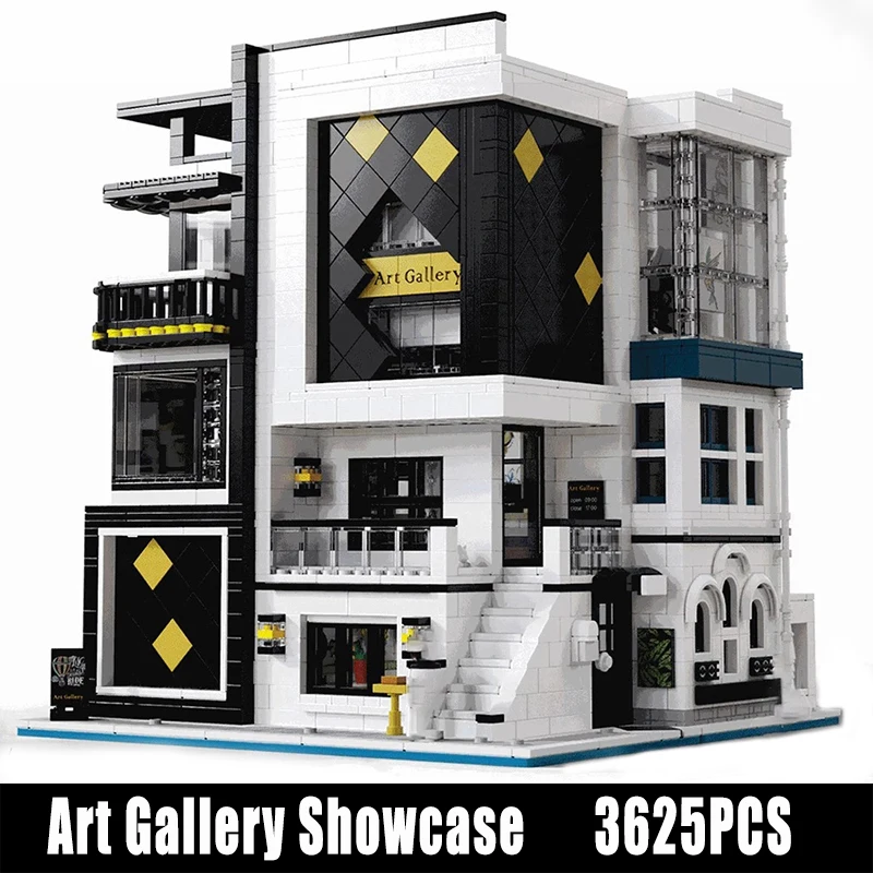 

Creative MOC City Street View Art Gallery Showcase Set Model Bricks DIY House Building Blocks Toys for Kids Christmas Gifts