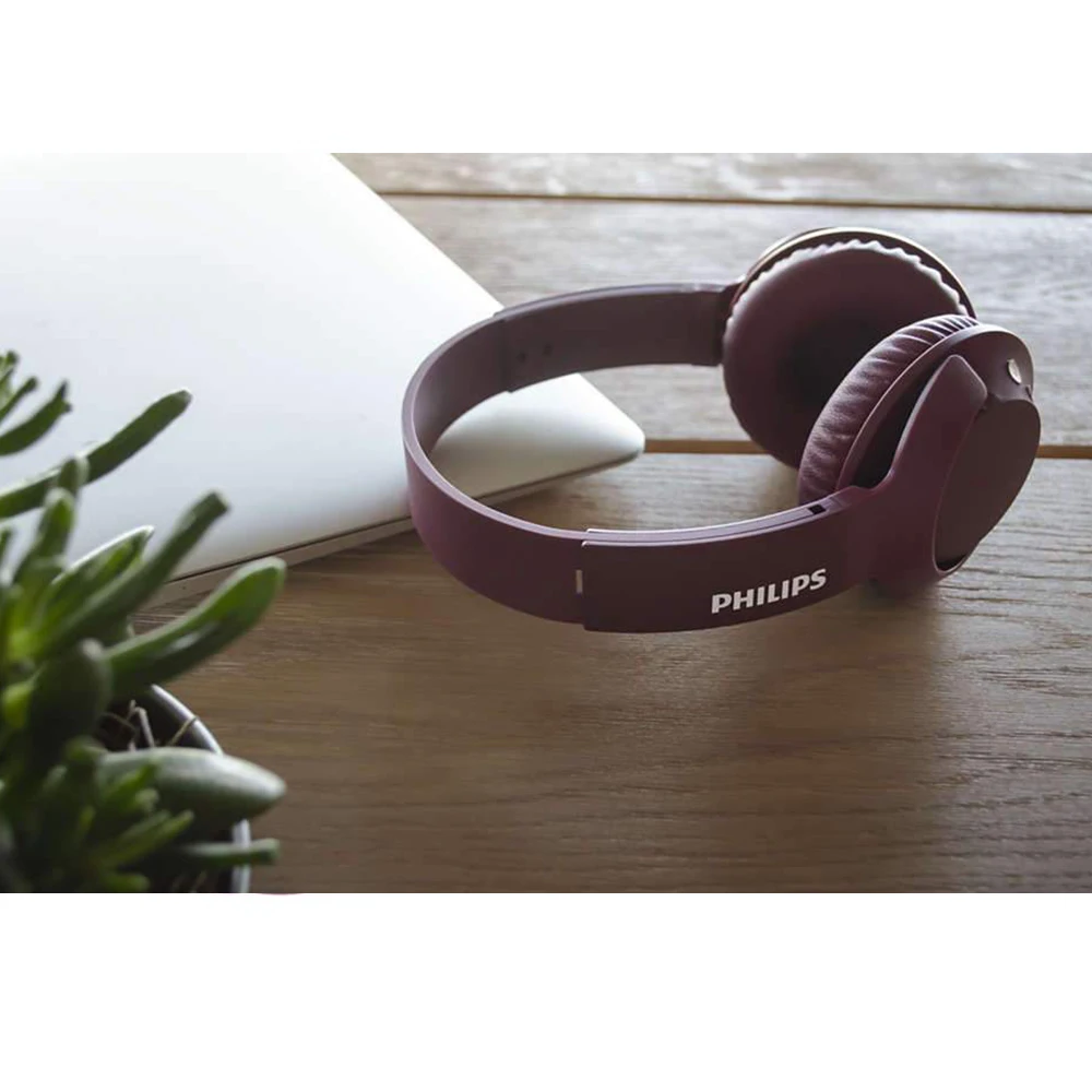 

Philipss SHB3075 BASS+ Red Bluetooth 4.1 Headset Earphone Volume with Microphone Control Wireless Headphones