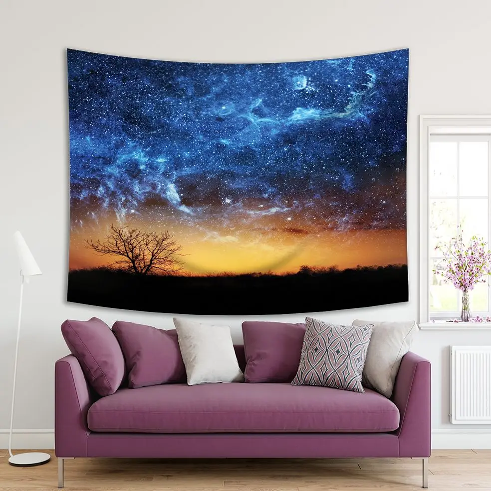 

Tapestry A Tree Wild Nature Desert Beautiful Space Background Cosmos Galaxy View from Earth Colorful Scene Blue Orange Black