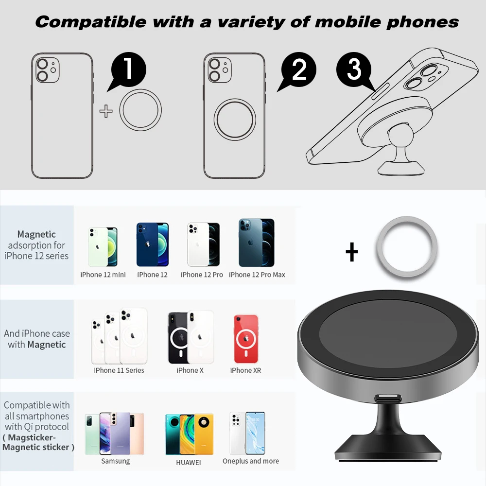 15w magnetic wireless charger qi 3 in 1 mag wireless car charger for iphone 13 12 pro max samsung huawei xiaomi free global shipping