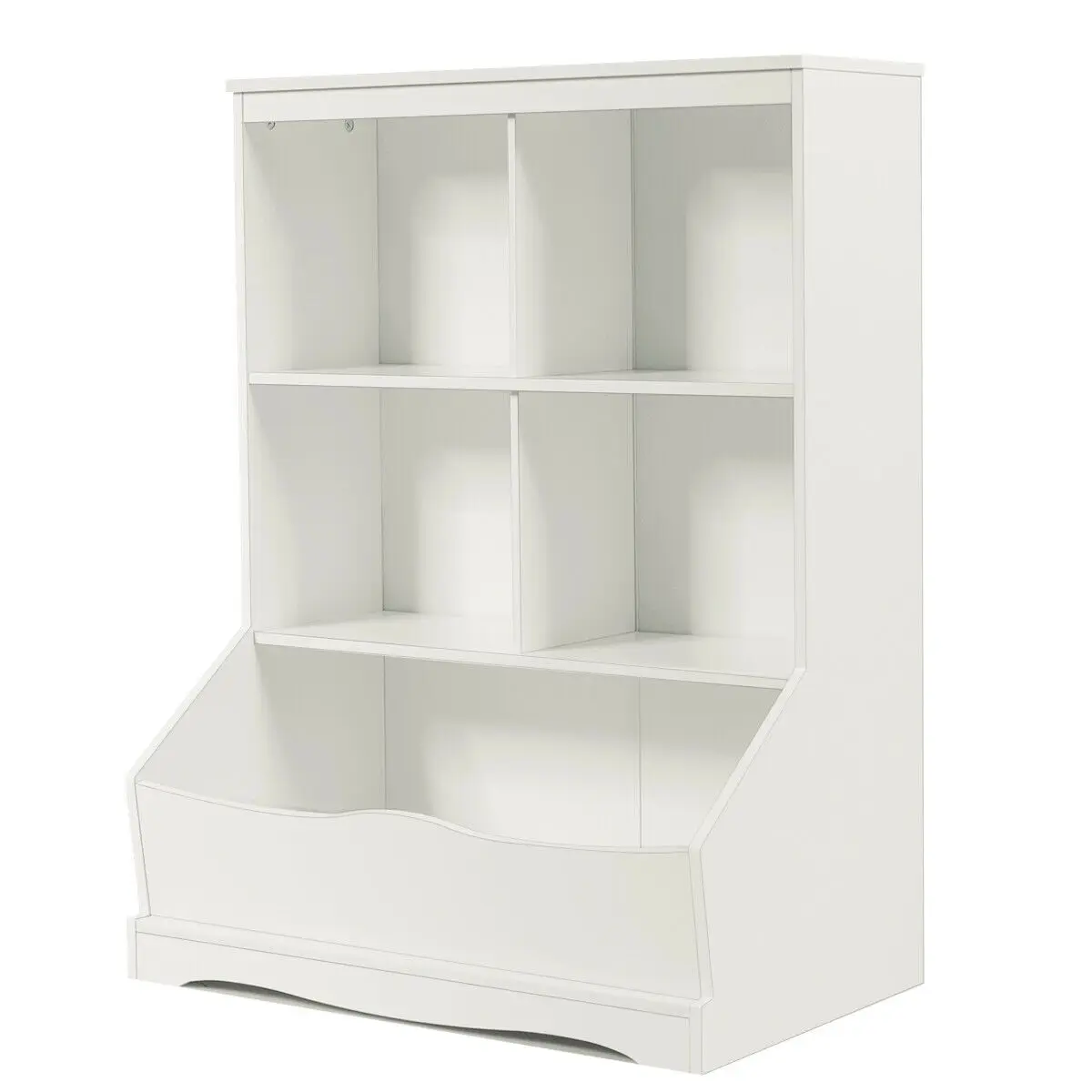 3-Tier Children's Multi-Functional Bookcase Toy Storage Bin Floor Cabinet White/Grey  HW64061