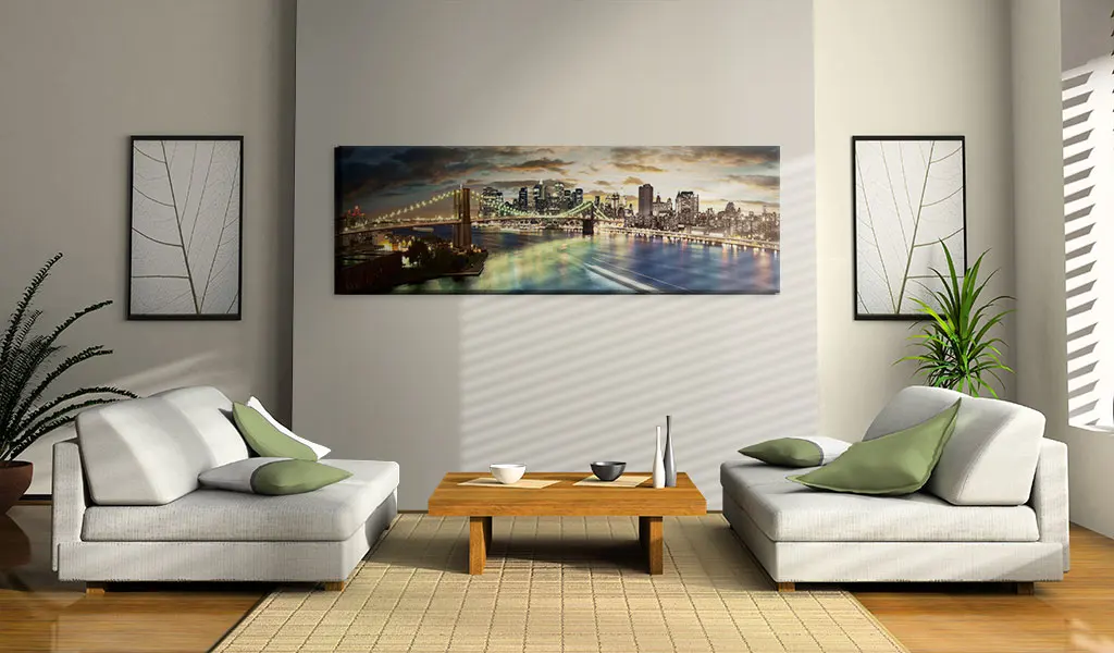 Picture-The East River at night - 120x40 cm | Дом и сад
