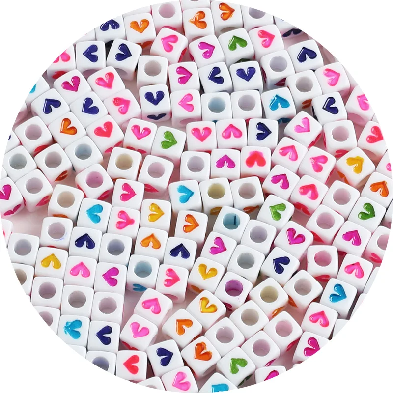

6x6mm Letter Square Acrylic Beads Alphabet Mixed Heart Cube Loose Spacer Beads for Jewelry Making Diy Bracelet Wholesale Perles