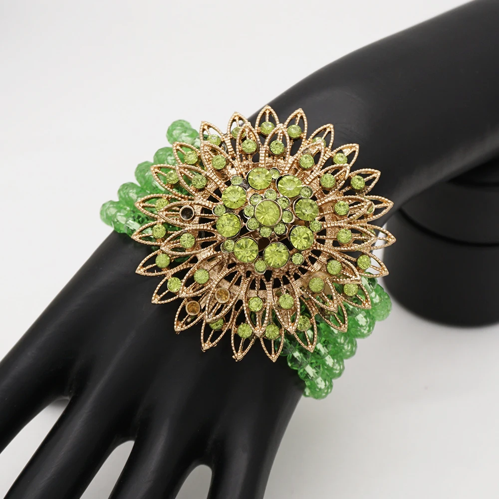 

big jewelry sets African beaded jewelry for wedding party high quality necklace set big crystal flower new arrival