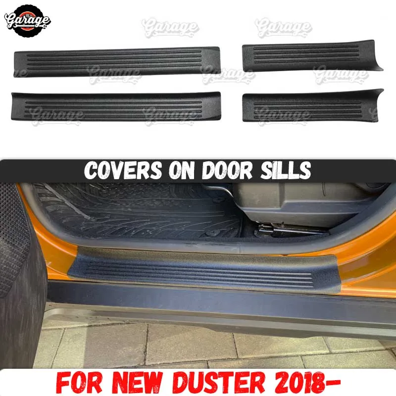 Защитные чехлы на дверные пороги для Dacia Duster 2018- / Renault 2021- ABS пластик 1 комплект/4 шт.