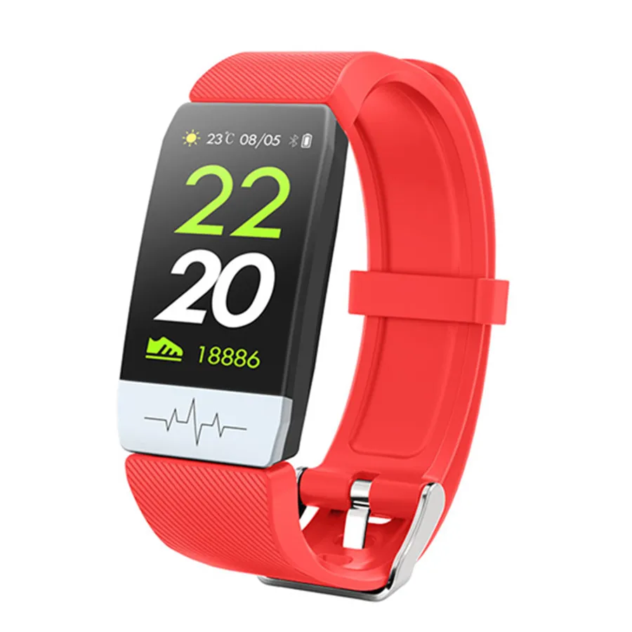 red Accalia Q1S smart wirstband ECG PPG монитор сердечного ритма кровяное давление трекер Спорт измерительное оборудование android ios - Цвет: red