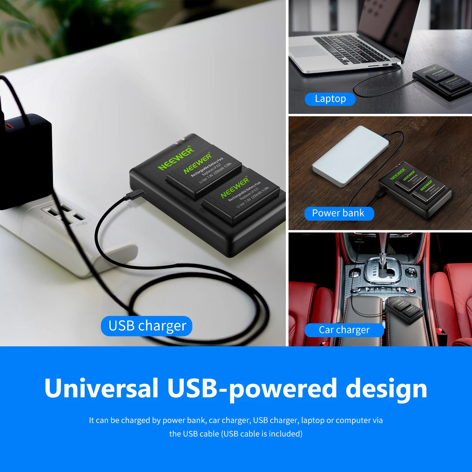 Neewer 2 Pack LP E17 модернизированная батарея и двойное зарядное устройство USB для Canon Rebel