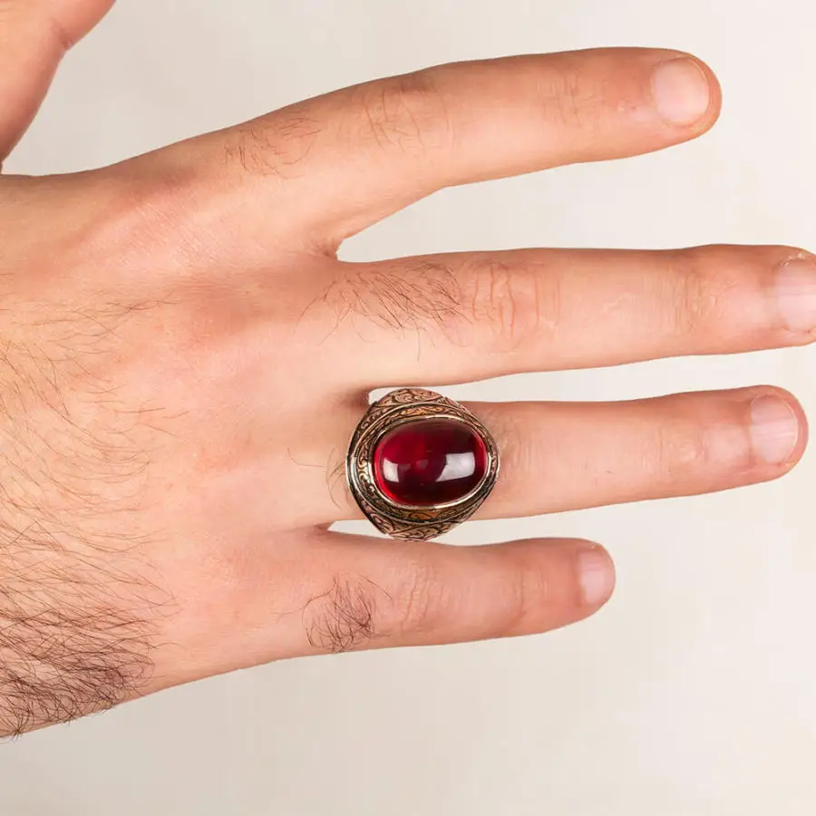 Bague en argent naravec pierres précieuses adrénales radiantes pour hommes, bague naturelle, vintage, sculpté à la main, bijoux en argent 925 carats, cadeaux pour hommes