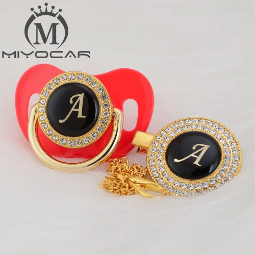 MIYOCAR золото серебро имя инициалы письмо красивый bling соска и соска клип BPA бесплатно пустышка bling уникальный дизайн LA - Цвет: LA-5  6-18m
