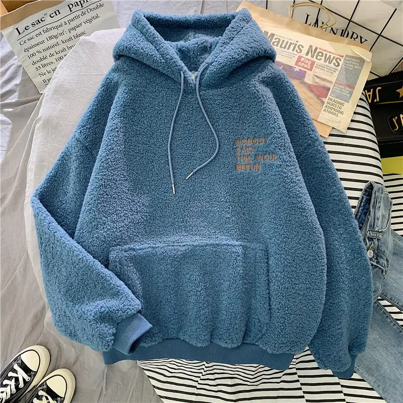 

Autumn Winter Coat Pink Sweet Hooded Sorry Print Harajuku Loose Pocket Hoodies Womens Fleece Flannel Pullover Female Sweatshirt