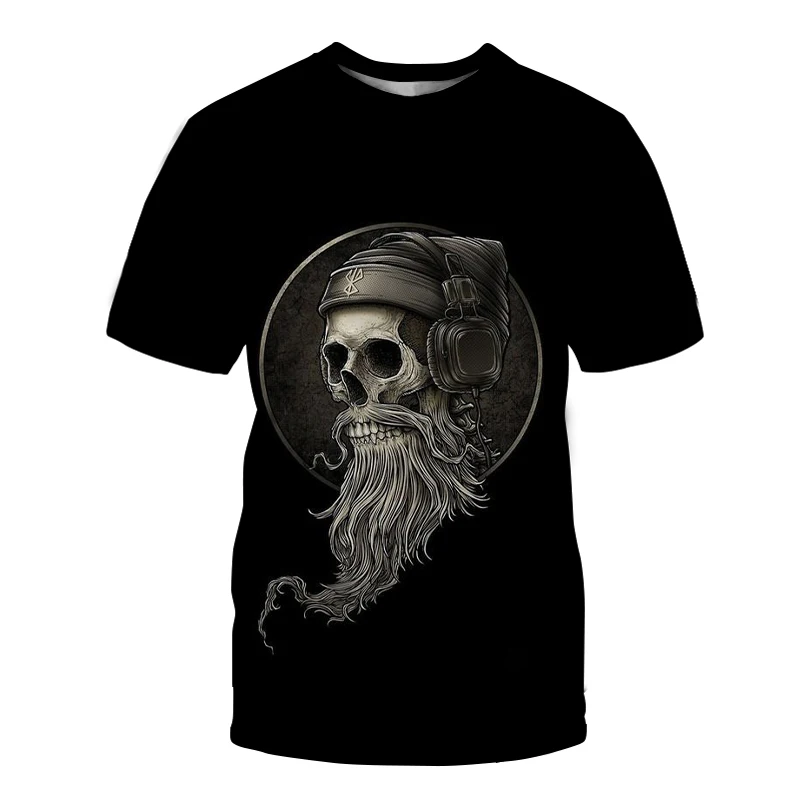 Мужская футболка с коротким рукавом черная 3d черепом в японском стиле готическом