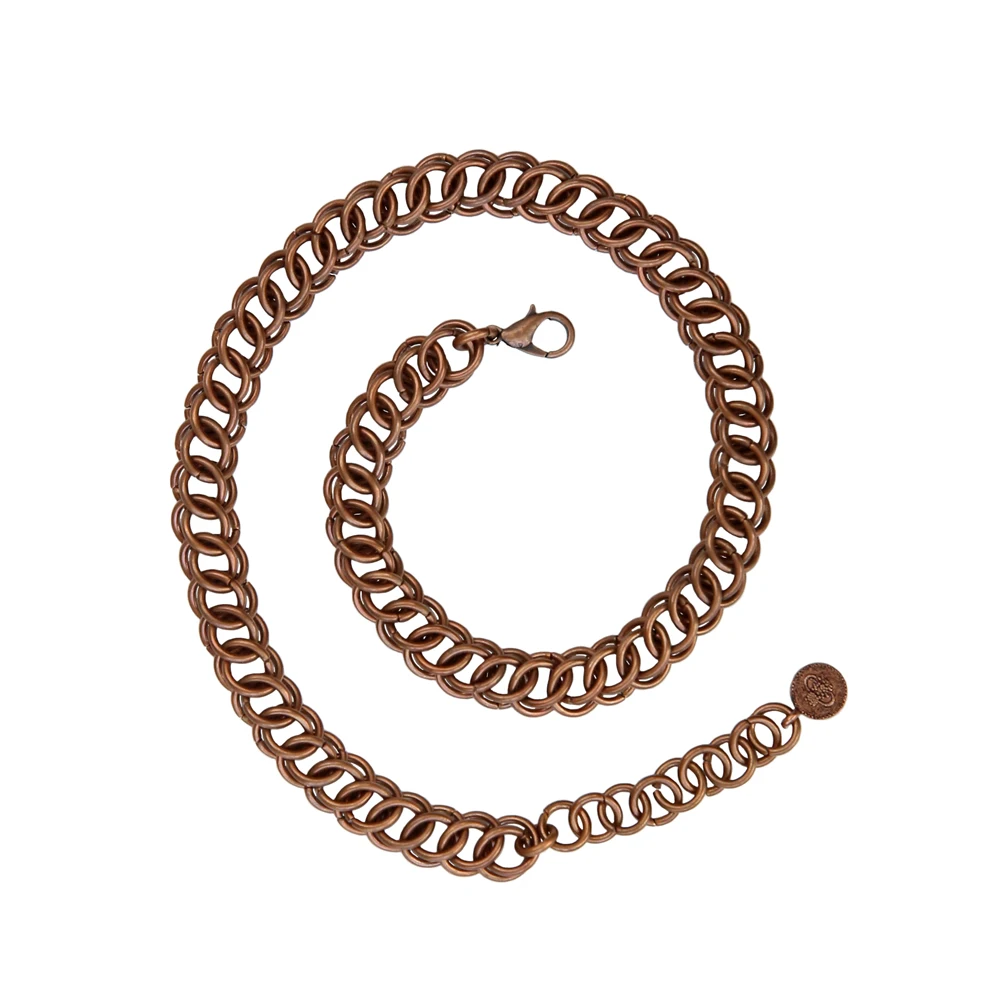

Mavra Handmade Woven Chain Metal Choker Necklace for Women Silver and Copper Color Cute Romantic Style Jewelry