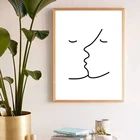 Минималистичный художественный постер Kiss Picasso с простой линией, черно-белая абстрактная Настенная картина, Картина на холсте, современное настенное украшение
