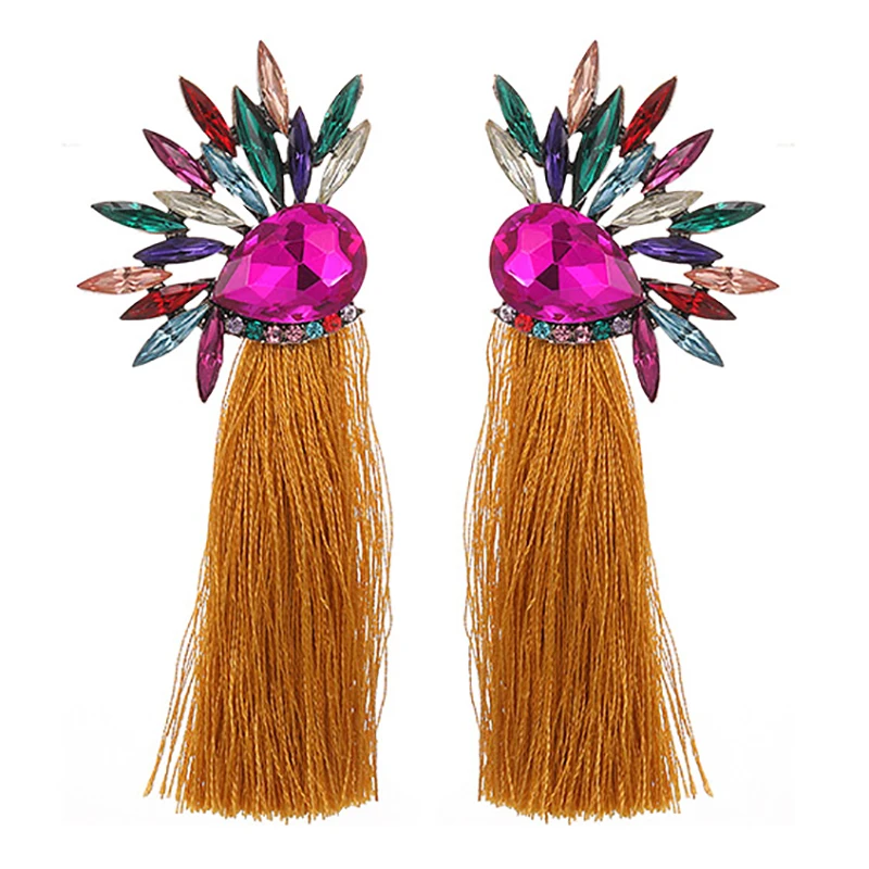 

ZHINI Enthic Colorful Crystal Earrings for Women Handmade Jewelry New Female Tassel Earring Long Statement Earring 2020 Brincos