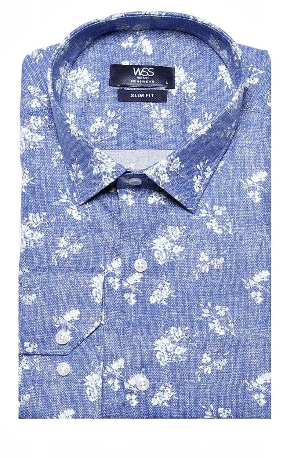 

Self-Flower Pattern Blue Male Shirt Unimart Shop | Wessi