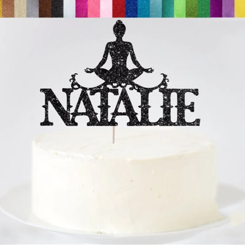

Custom Yoga Cake Topper, Yogi glitter Cake Topper,Personalized Yoga Party Decorations,Zen Birthday Party,Yoga Instructor Topper