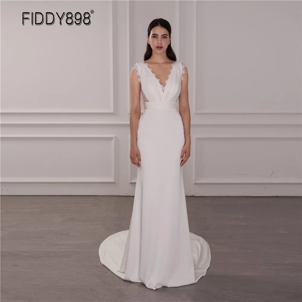 

Женское свадебное платье-русалка, белое Элегантное платье без рукавов, 2019