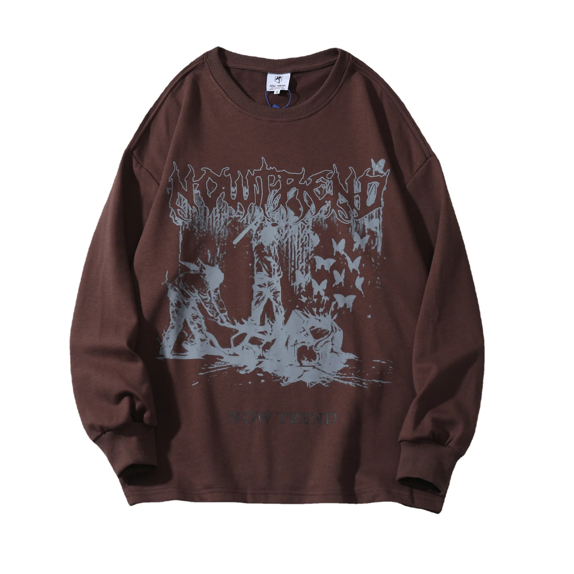 

Y2k Gothic Graphic Print Fashion Pullover Long Sleeve Spring&Autumn Tops Harajuku Punk Style Black Schoolgirl Sweatshirt