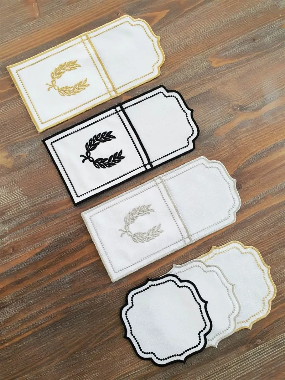 

Embroidered Placemat Set %100 Linen Fabric Turkish made quality