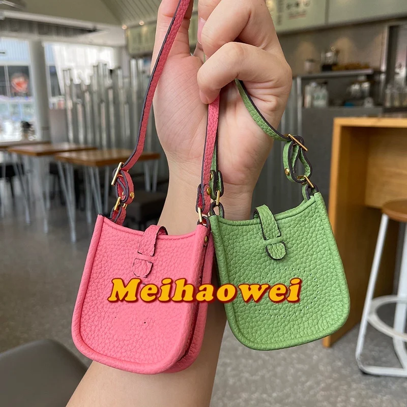 NEW First Togo Cow Leather Bag Pendant Cute Leather Mini Bag Ornaments Fashion Llipstick Bag Earphones Car Ornaments