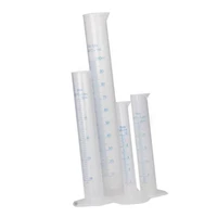 4 pcs1 set of transparent plastic graduated cylinder hexagonal bottom blue tick marks trial test liquid tube laboratory tool