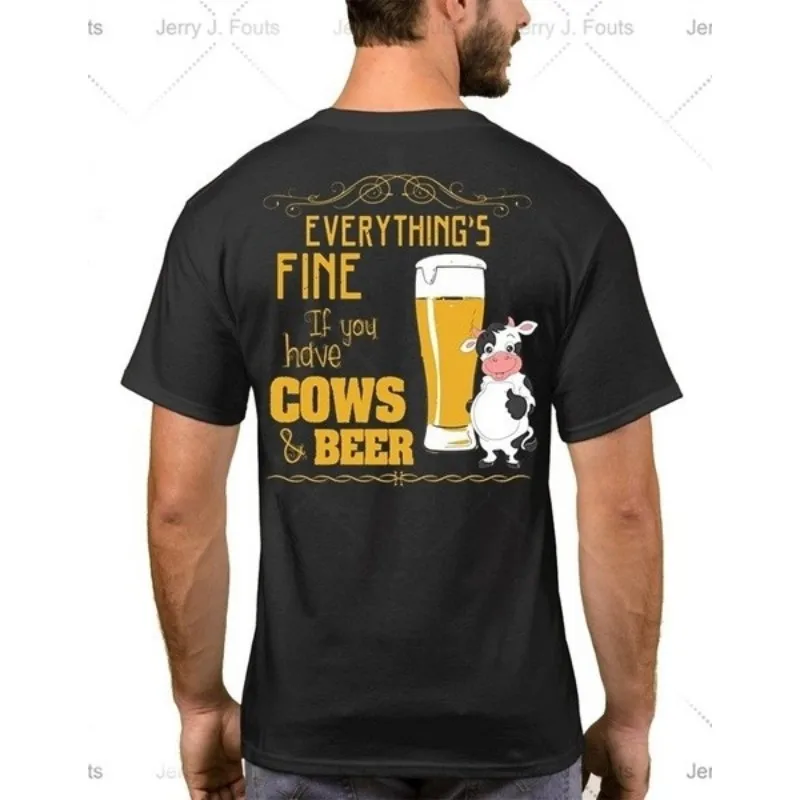 

Must buy boutique men's wear If You Cows and Beer , I Love Farming T Shirt Men's Cotton Short Sleeve T Shirt