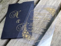 personalized transparent wedding invitation with 50 black envelopes