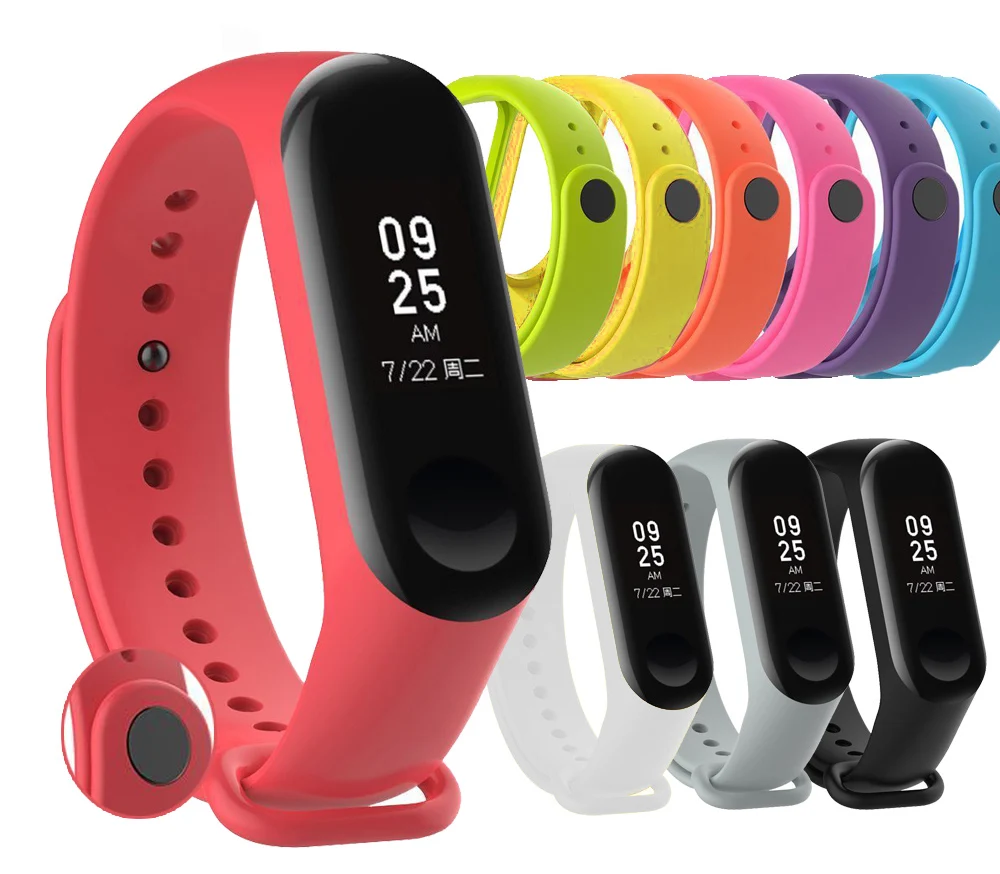 Ремешок для mi band 4 3 гибкий силиконовый сменный цветной водонепроницаемый и