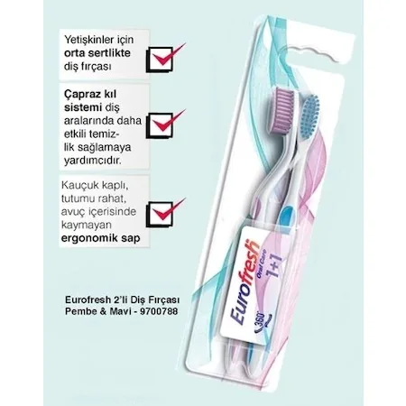 Зубная щетка Farmasi Eurofresh 2 'li розовая и синяя 421044653