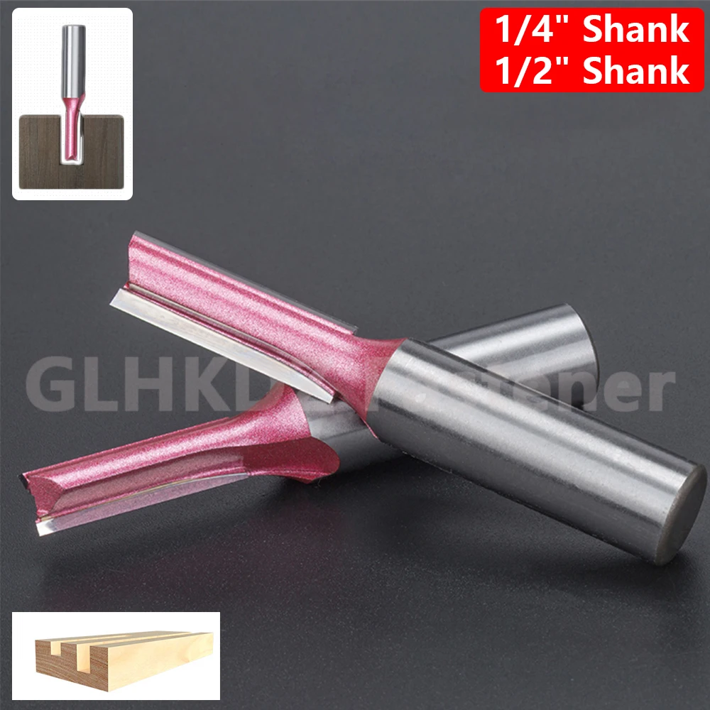 

Imperial 1/4 1/2" Shank TCT Straight Router Bit Slot Milling Cutter 2 Flute Kitchen Worktop Woodworking for MDF Plywood Wood CNC