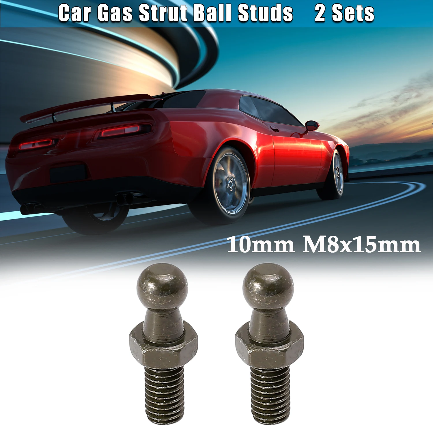 

X Autohaux 2 Sets 4 Sets 10mm Car Gas Strut Ball Ended Bolt Bonnet Studs Black for Gas Struts Shocks Auto Accessories M8x15mm
