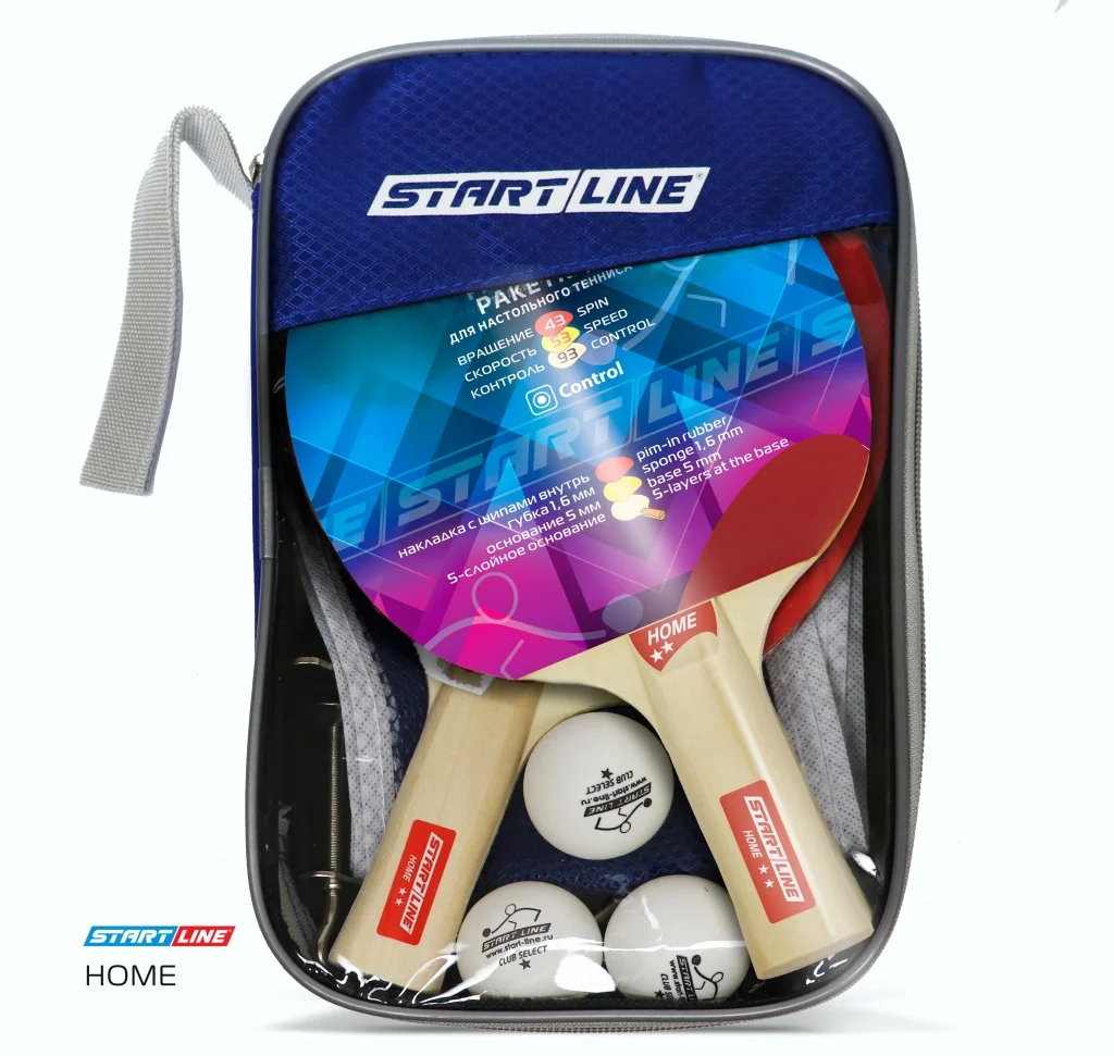 Set for table tennis start line: 2 rackets home 3 balls mesh. |