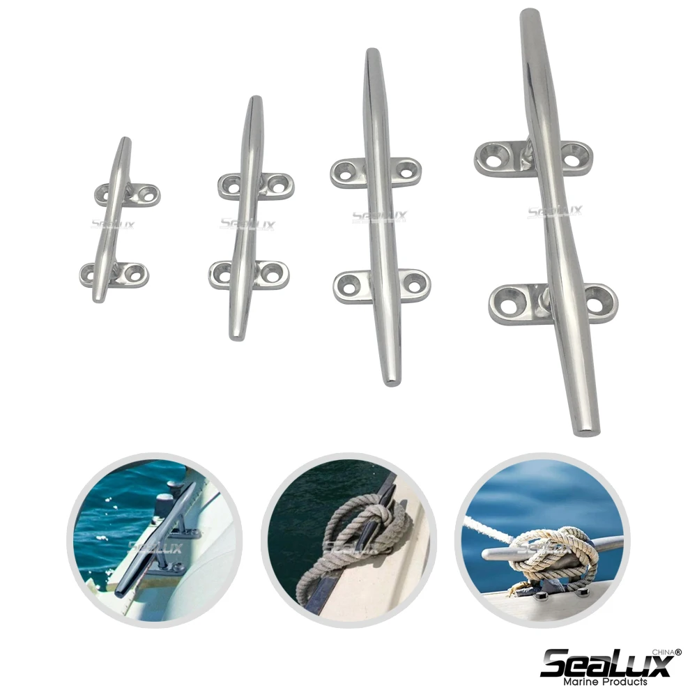 

Sealux Open Base Cleat 4 inch Marine Grade Stainless Steel 316 for Yacht Boat Marine Accessories