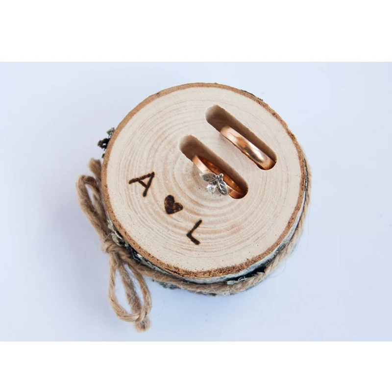 Rustic Ring Bearer Pillow Wedding Wood Slice Box Decoration Decor Alternative | Дом и сад