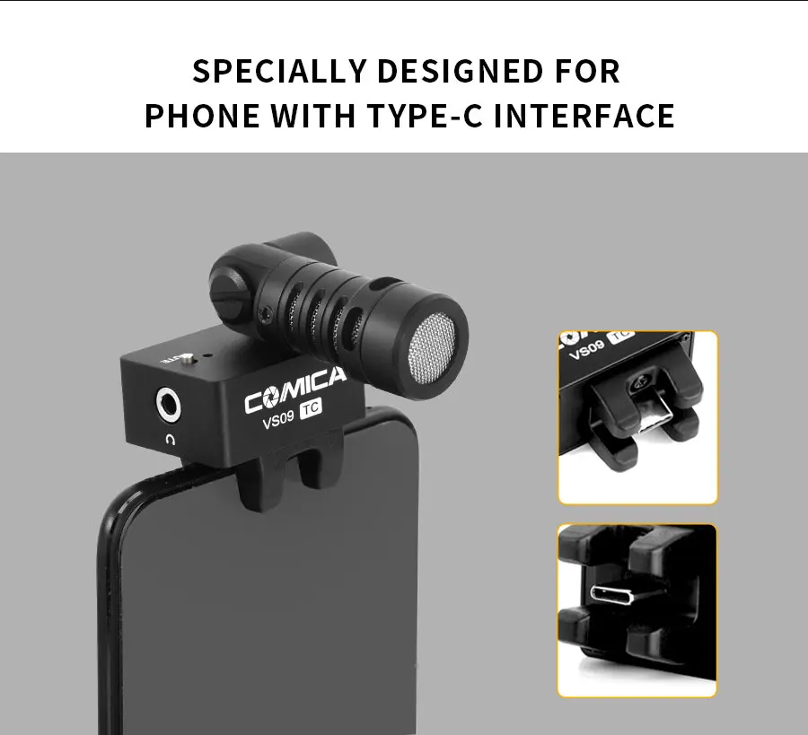 COMICA CVM-VS09 TC кардиоидный смартфон микрофон с треногой TYPE-C интерфейс для sumsung S9 S8 huawei P30 PRO mate 20