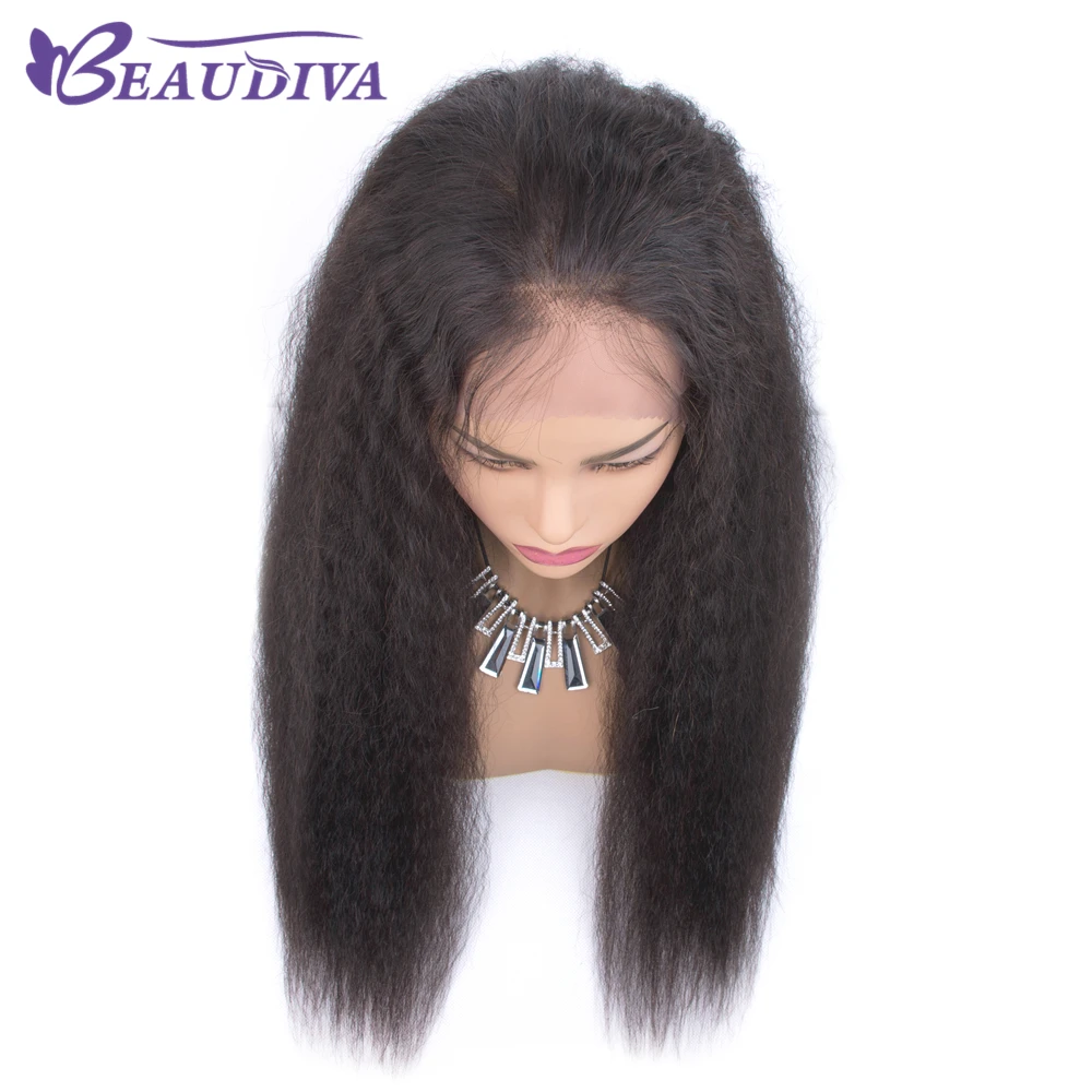 Beaudiva 13*4 фронта шнурка человеческих волос парики с детскими волосами кудрявые прямые естественные цвета бразильские кудрявые прямые волосы парики шнурка
