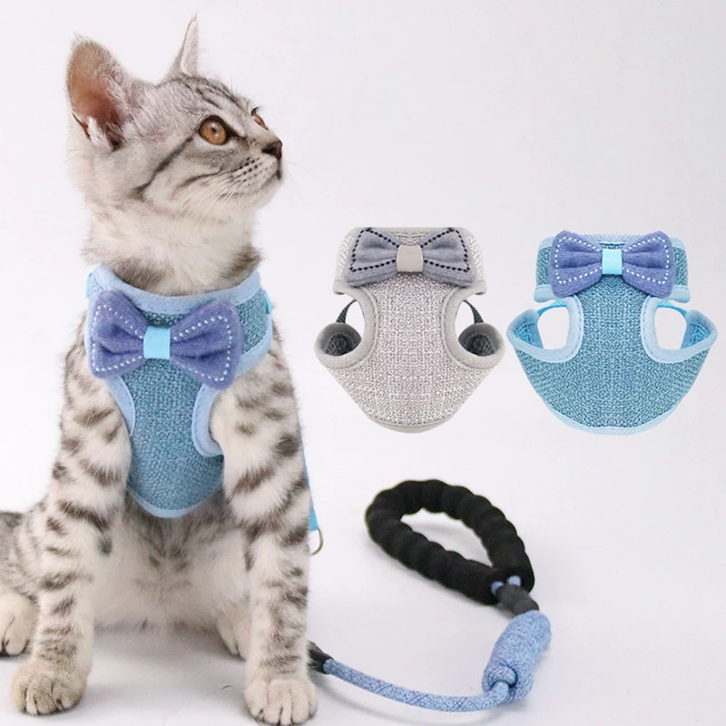 

Breakaway Cat Collar Cute Bow Vests Cat Harness and Leash Cat Product Cat Accessories Sage Green Collar for Cats or for Puppies