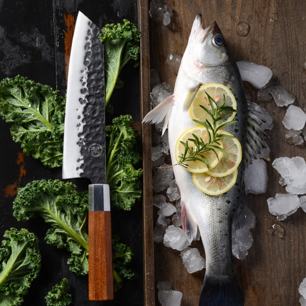 Нож Santoku кухонные японские ножи из высокоуглеродистой стали 7 дюймов для нарезки
