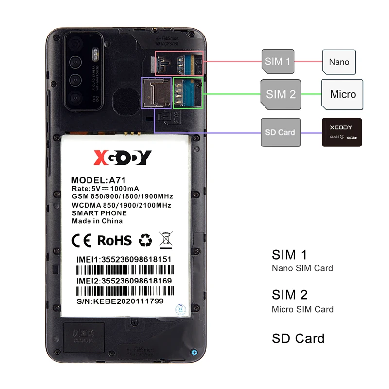 xgody 3g mobile phones 6 inch celular android 6 0 1gb ram 8gb rom mtk6580 quad core 5mp camera gps wifi face id smartphone free global shipping