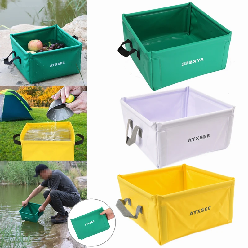 

15L Foldable Basin Travel Camping Washbasin Fishing Folding Bucket Portable Foot Bath Bucket Water Container Storage Carrier Bag