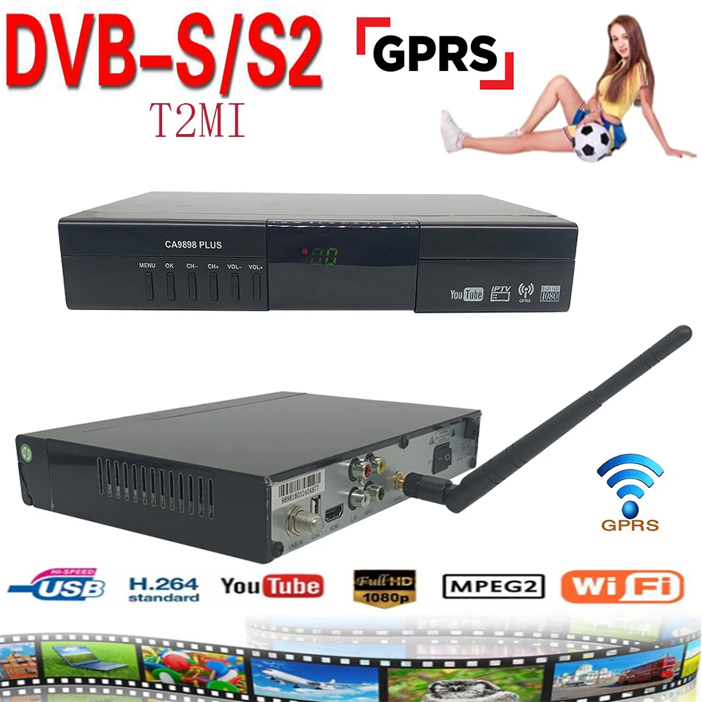 

CA9898 PLUS satellite receiver tv decoder Tuner DVB-S2 T2MI receiver satellite Finder Receptor IKS CS Auto Biss Wifi Youtube