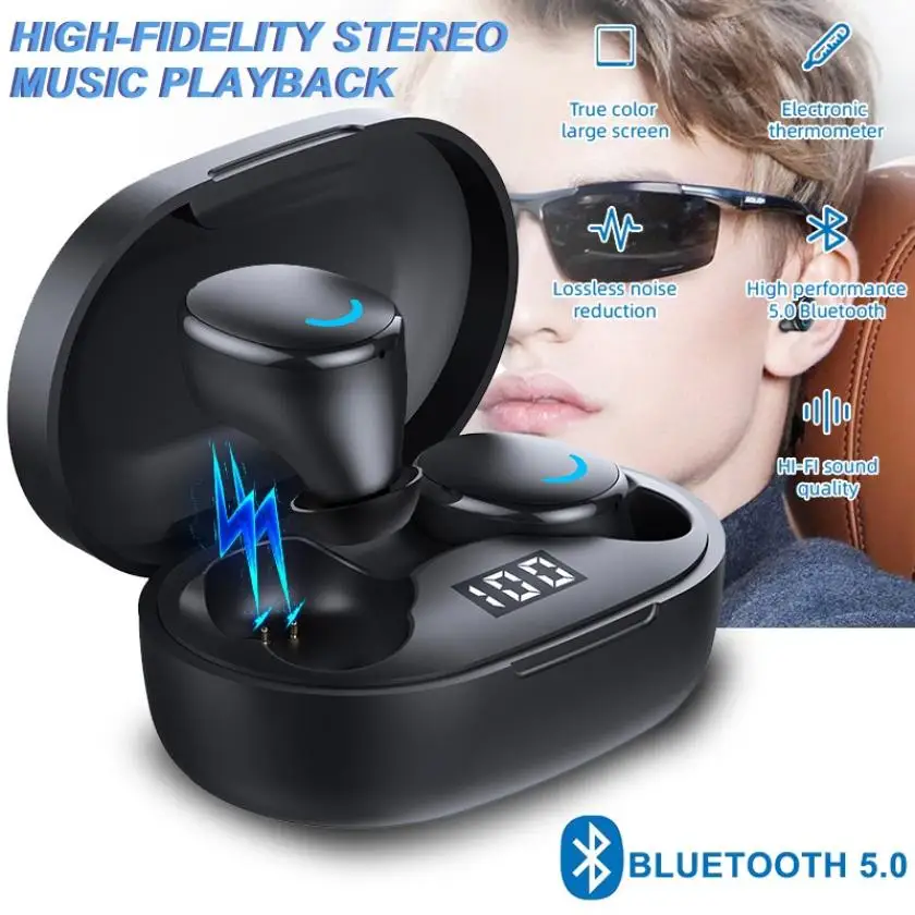 Беспроводная Bluetooth гарнитура со светодиодным дисплеем сенсорное управление