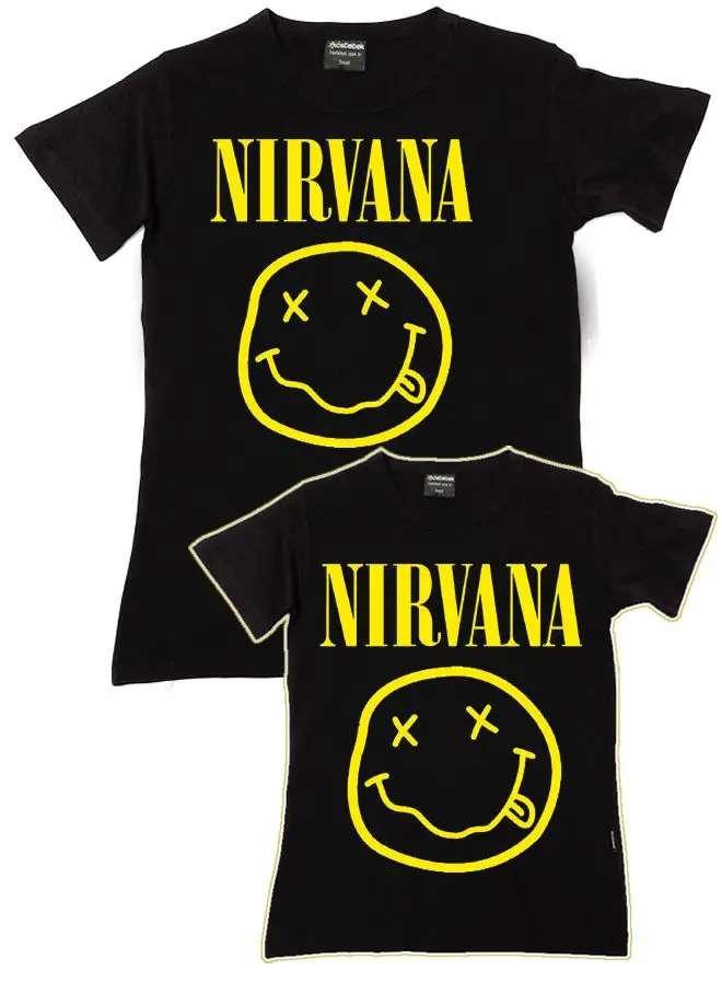 

Nirvana Father Son Family T-shirts Summer Cotton Tops Tees Print T shirt Men loose o-neck short sleeve Fashion Tshirts Plus Size