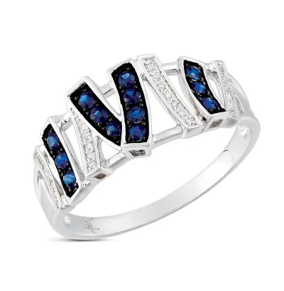 Золотое кольцо с сапфирами и бриллиантами SUNLIGHT | Украшения аксессуары