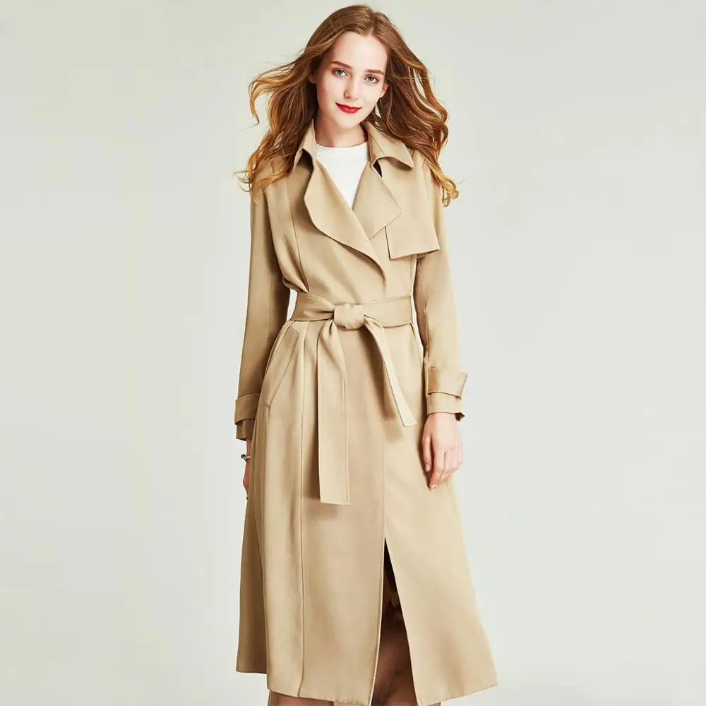 Женский укороченный тренчкот HAVVA тонкое пальто средней длины из 100% полиэстера