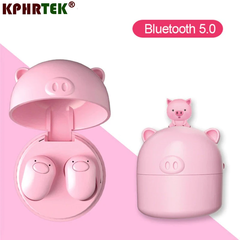 

S620 Tws earphone with mic Real Wireless In-Ear Sports Mini Cartoon Pig Couple bluetooth Headset